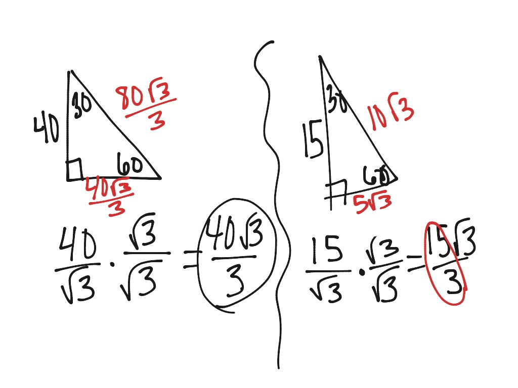 30 60 90 Rationalizing Denominator Math Geometry Triangles Right 
