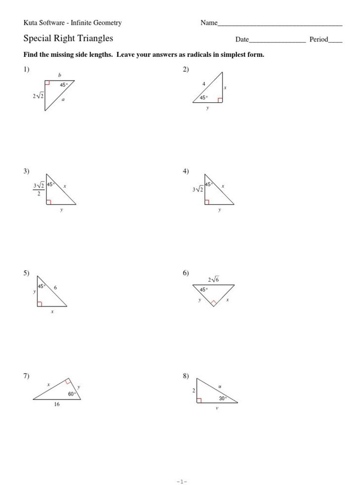 5 8 Special Right Triangles Worksheet 8 Special Right Triangles Pdf