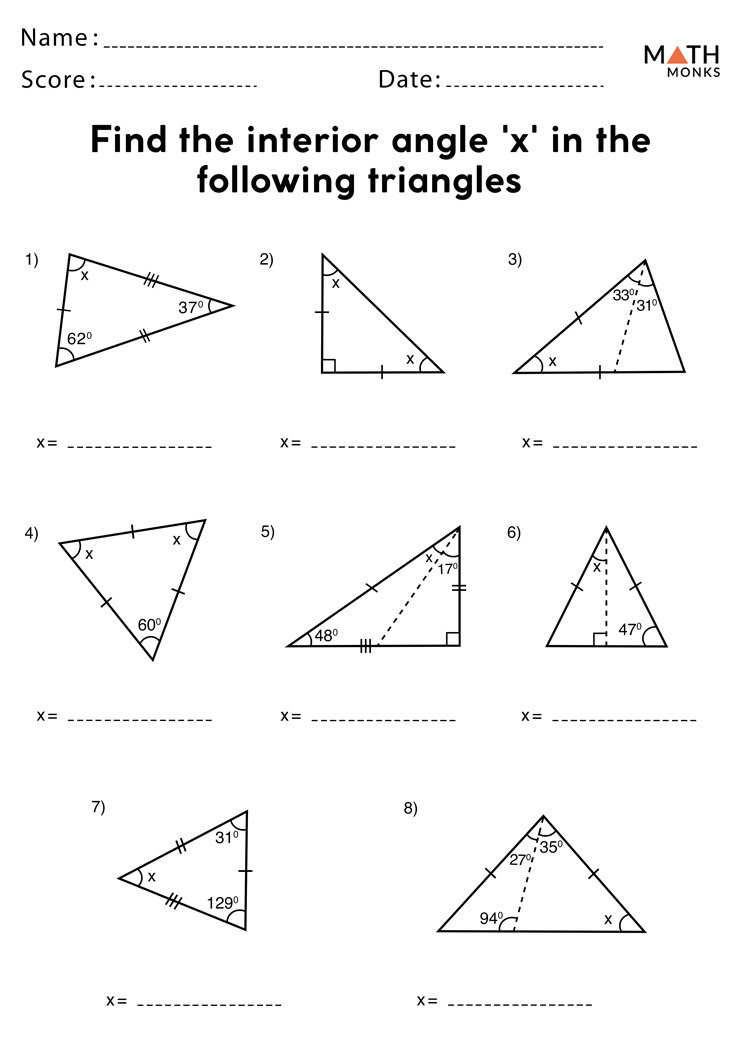 Angles In A Triangle Worksheets Math Monks Angles In A Triangle Worksheets Math Monks