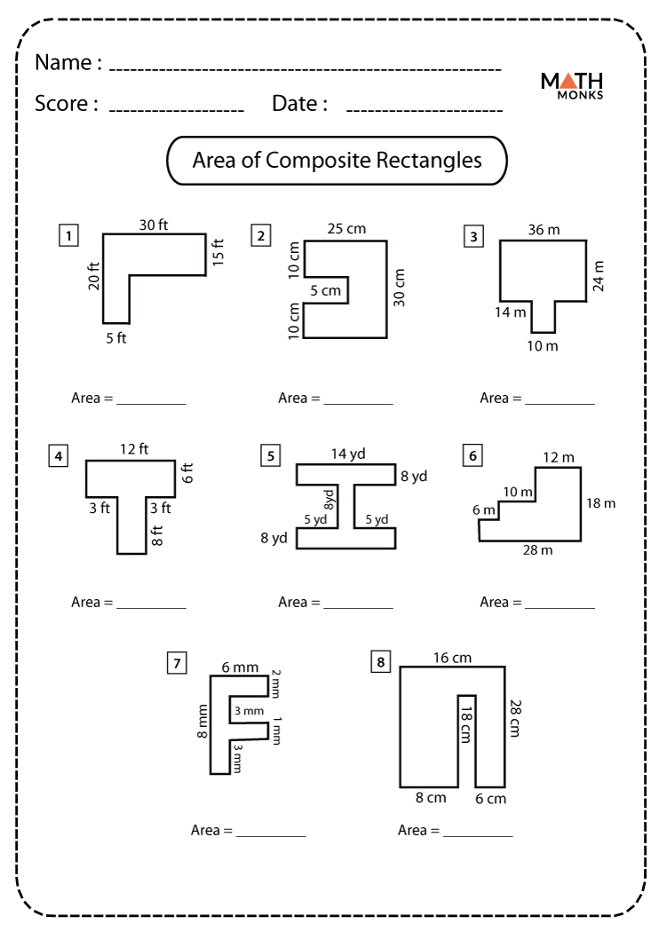 Area Of Composite Figures Worksheets Math Monks Area Of Composite Figures Worksheets Math Monks