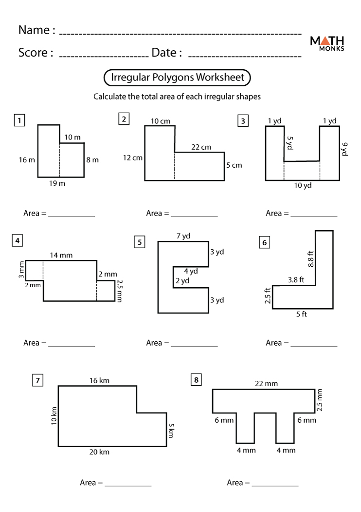 Area Of Polygons Worksheets Math Monks Area Of Polygons Worksheets Math Monks