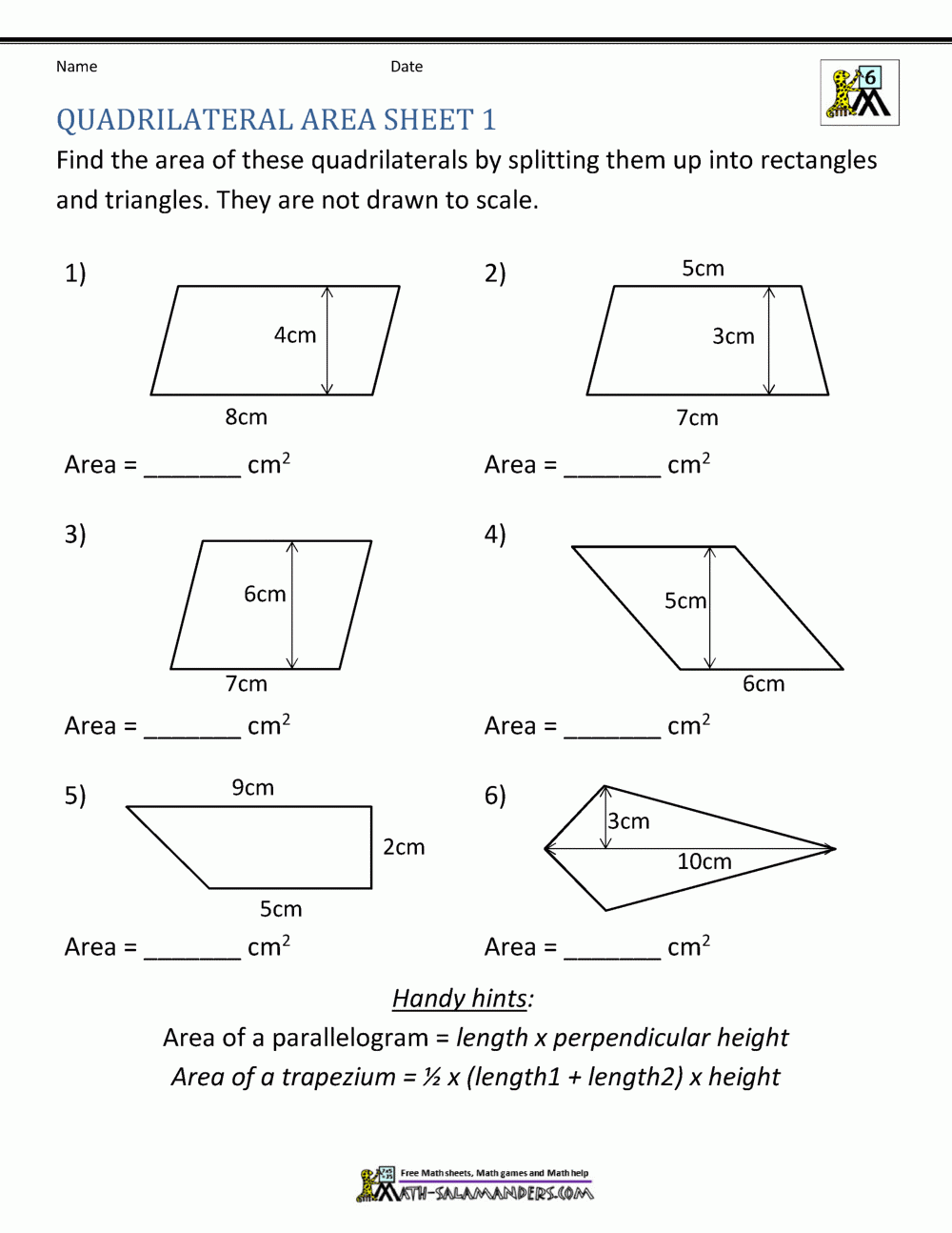 Area Of Triangles Parallelograms And Trapezoids Worksheet Area Of Triangles Parallelograms And Trapezoids Worksheet