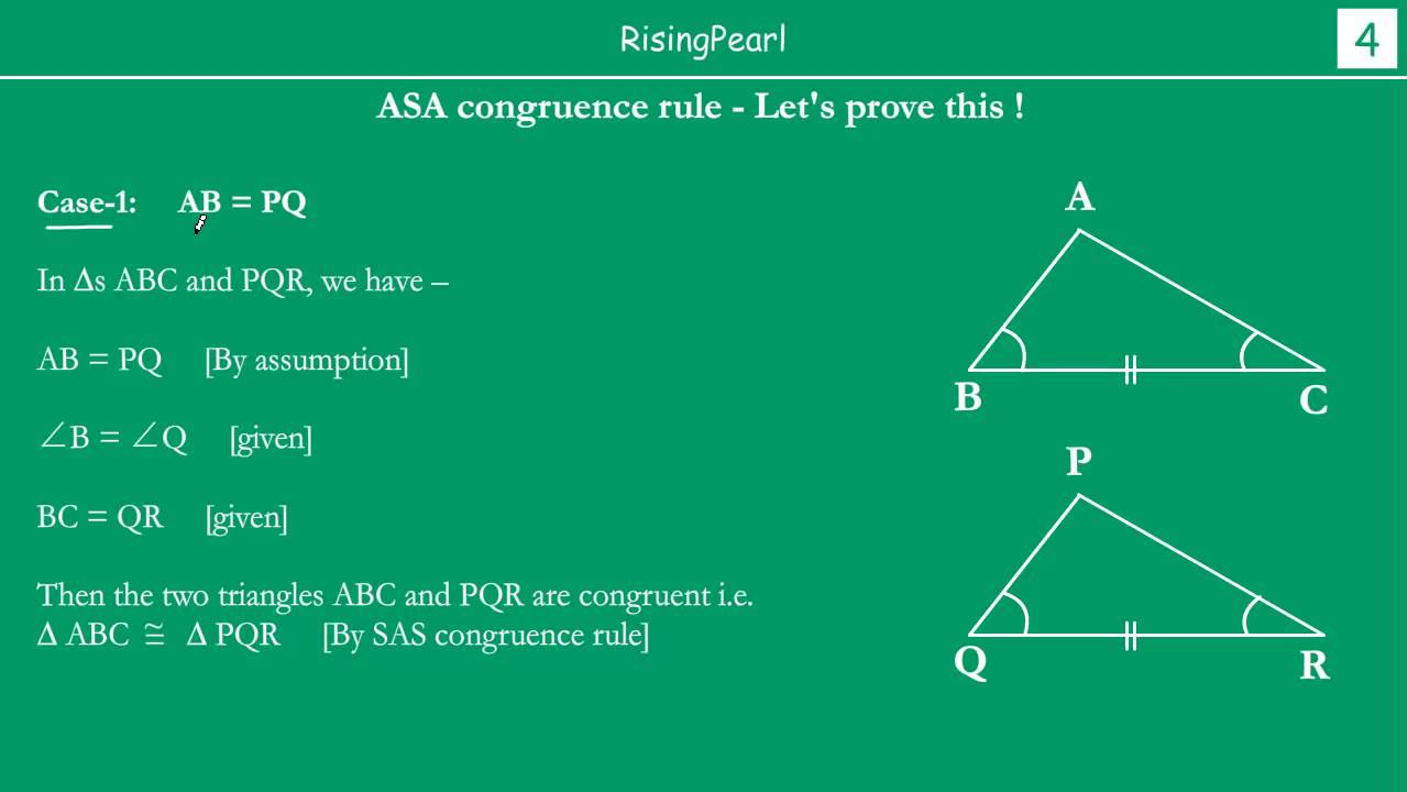 ASA Angle Side Angle Congruence Rule And Proof YouTube
