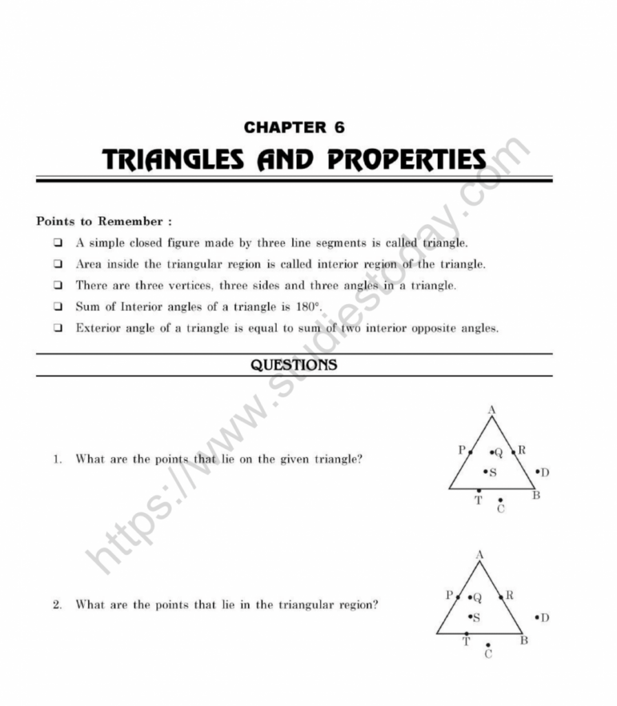 Triangles And Its Properties Class 7 Test