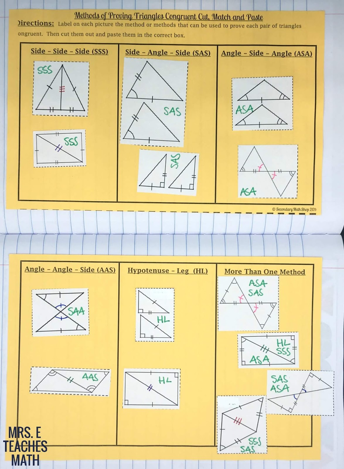Congruent Triangles INB Pages Mrs E Teaches Math Congruent Triangles INB Pages Mrs E Teaches Math