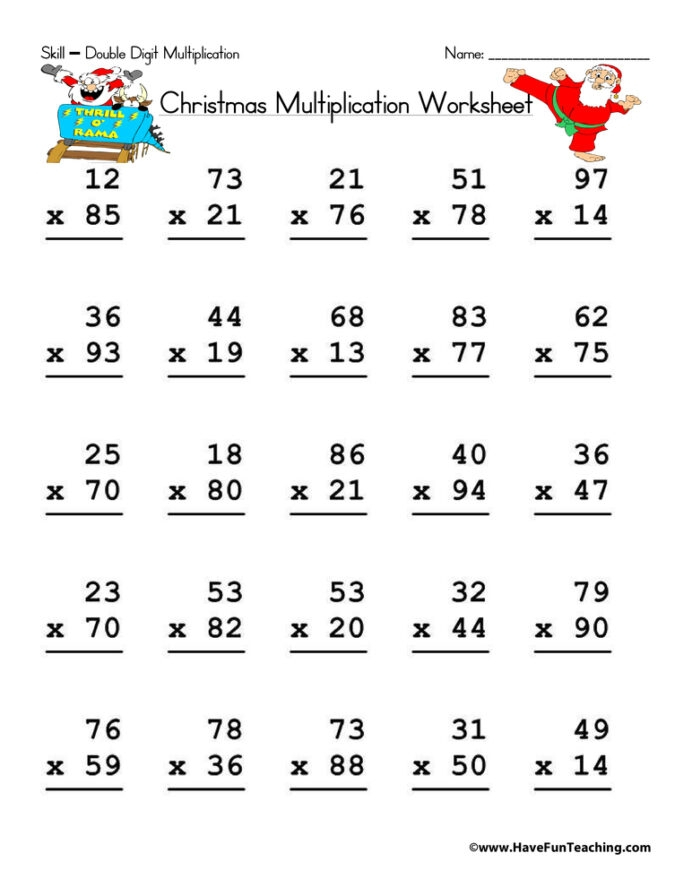 Double Digit Multiplication Worksheets 99Worksheets