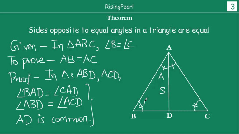angles opposite to equal sides of a triangle are equal proof