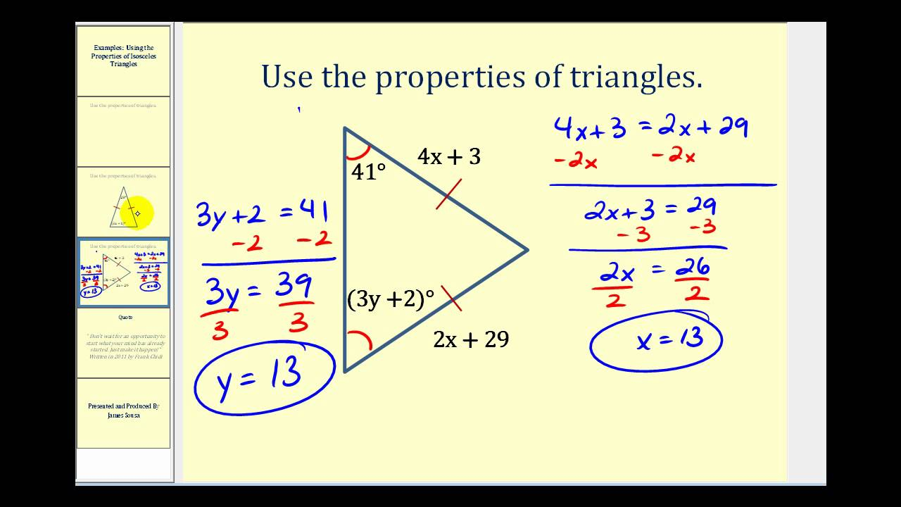Examples Using The Properties Of Isosceles Triangles To Determine Examples Using The Properties Of Isosceles Triangles To Determine