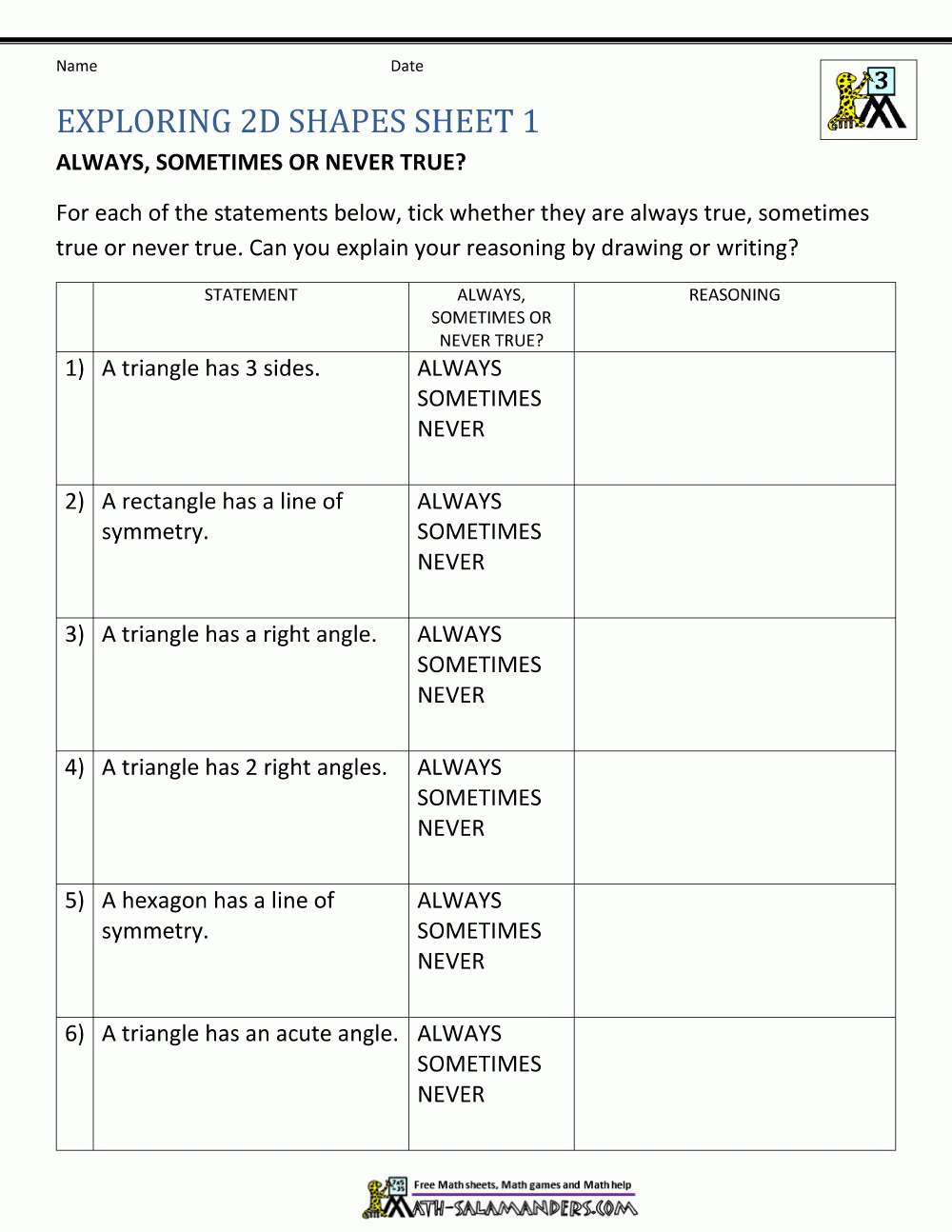 Explore 2d Shapes Worksheets Explore 2d Shapes Worksheets