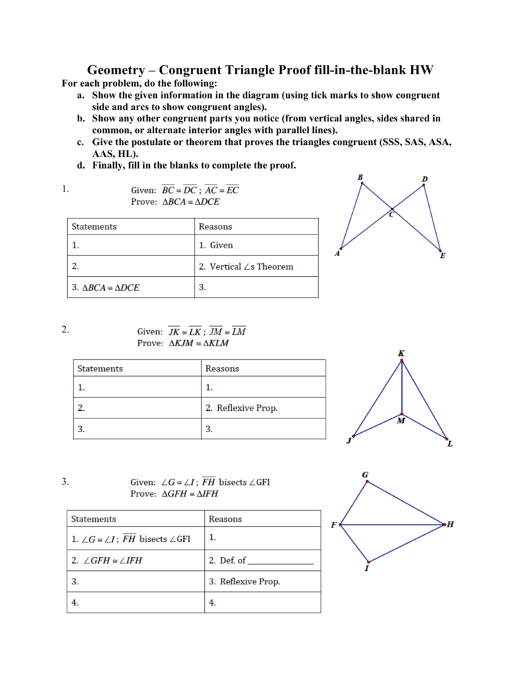 Geometry Congruent Triangle Proof Fillintheblank Db excel