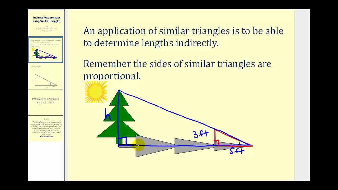 Indirect Measurement Using Similar Triangles YouTube Indirect Measurement Using Similar Triangles YouTube