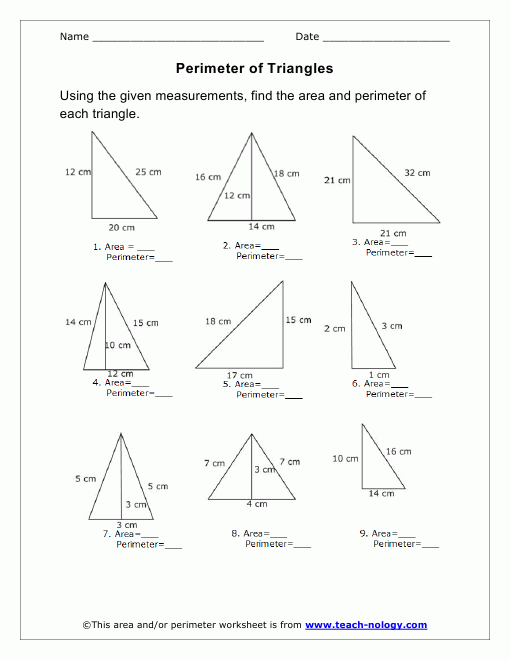 Perimeter Of Triangles Perimeter Of Triangles