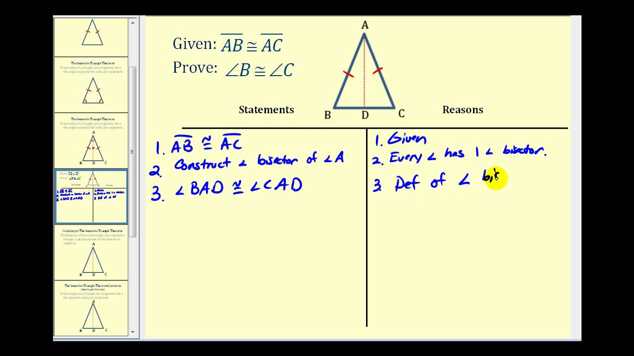 Proof The Isosceles Triangle Theorem YouTube Proof The Isosceles Triangle Theorem YouTube