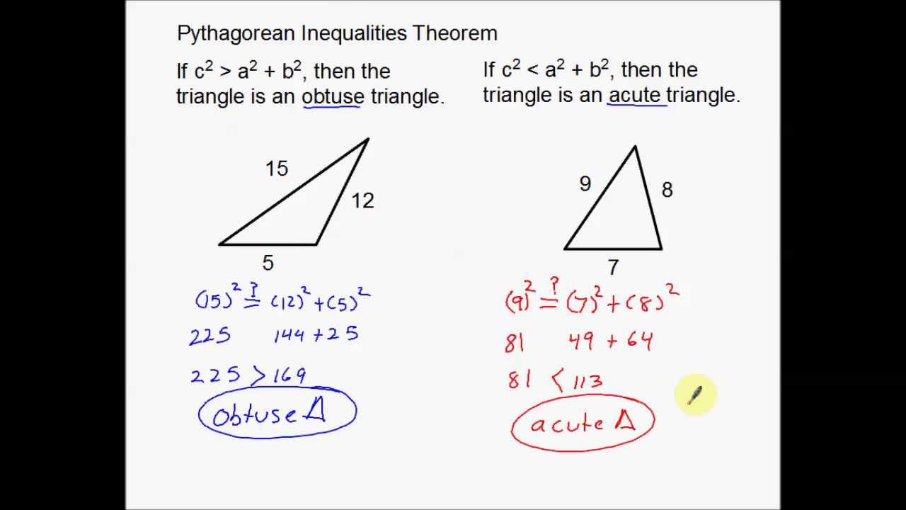 Pythagorean Inequalities Theorem YouTube Pythagorean Inequalities Theorem YouTube