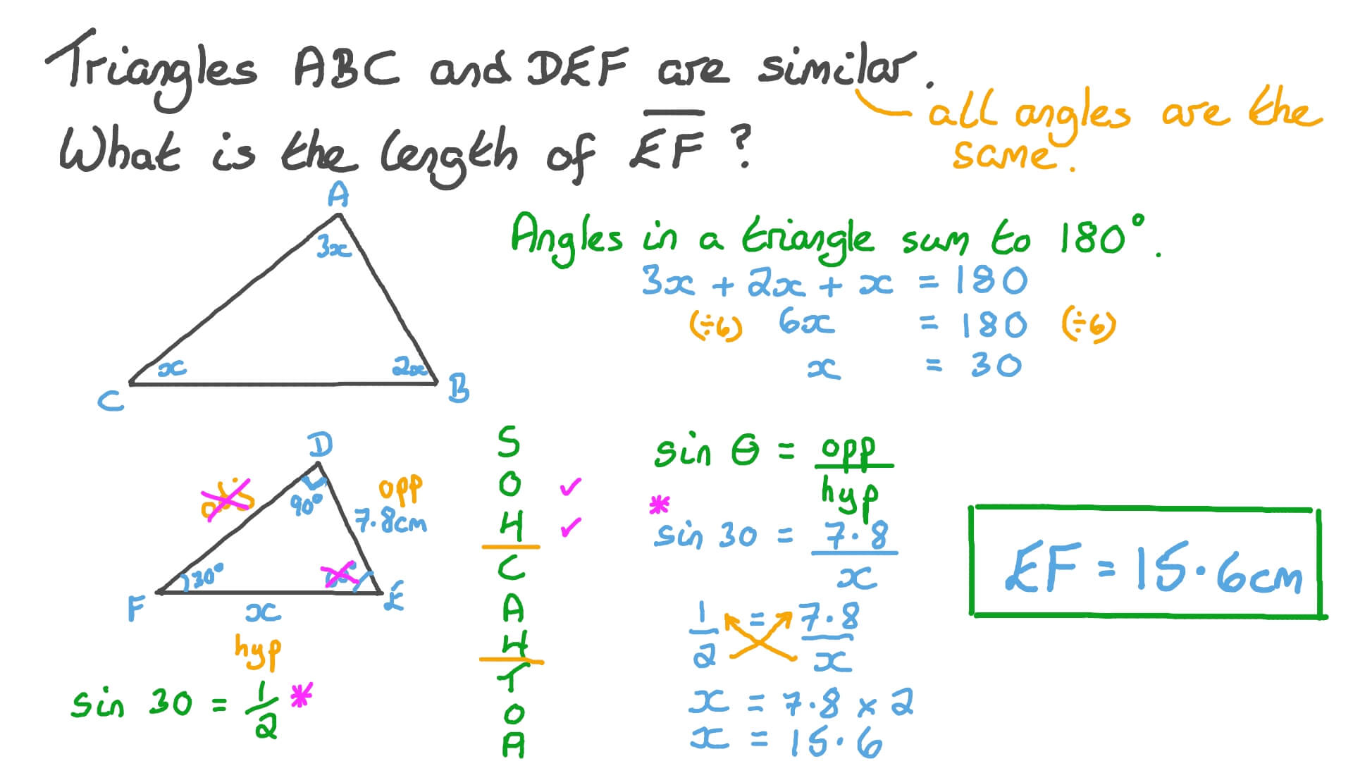 Question Video Finding The Unknown Lengths In A Triangle Given The Question Video Finding The Unknown Lengths In A Triangle Given The