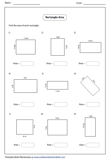 Rectangle Worksheets