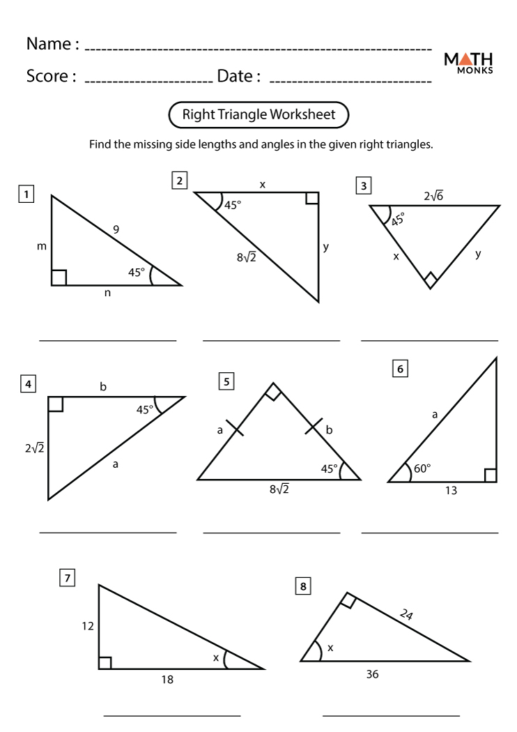 Right Triangle Trigonometry Worksheets Math Monks Right Triangle Trigonometry Worksheets Math Monks
