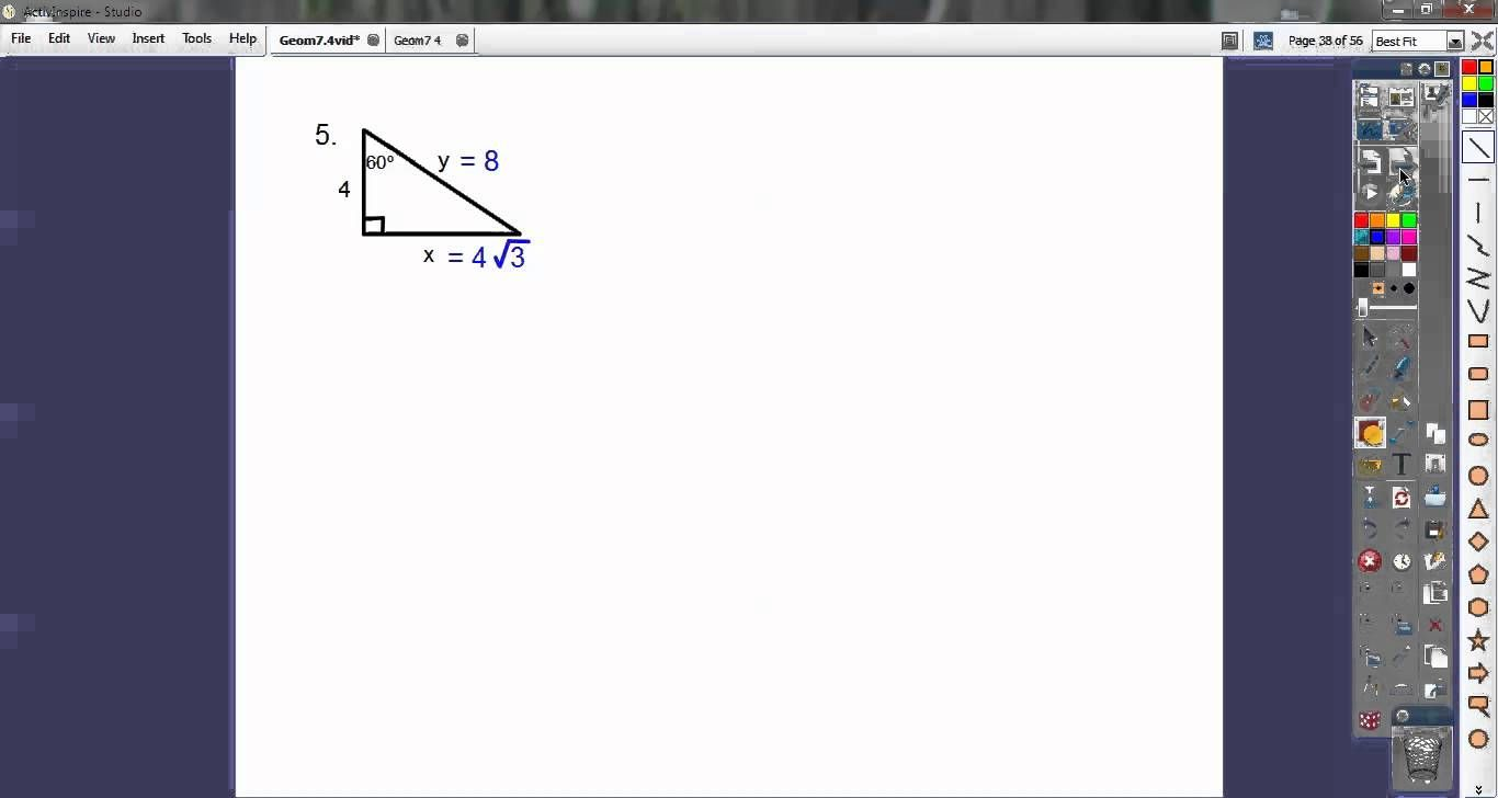 Special Right Triangles Section 7 4 did Not Include Check All His 
