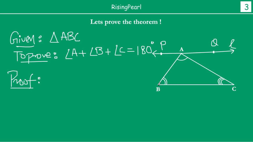 Sum Of The Angles Of A Triangle Is 180 Theorem YouTube