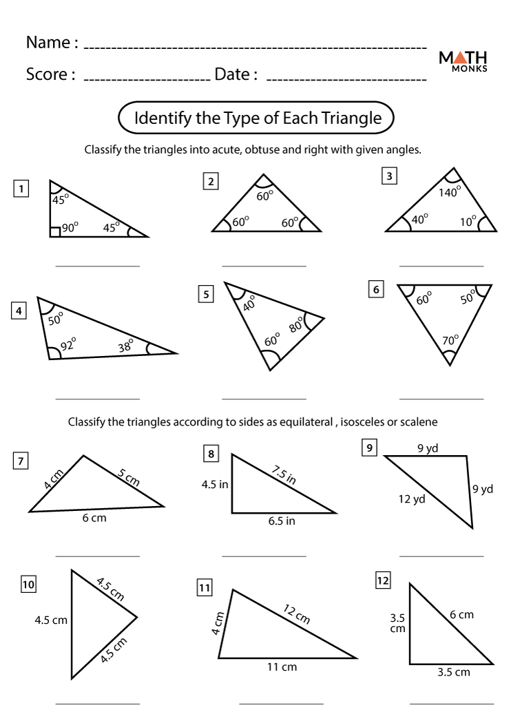 Triangle Worksheets Math Monks Triangle Worksheets Math Monks