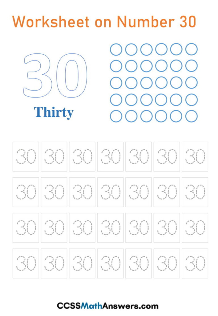 Worksheet On Number 30 Printable Number 30 Tracing Counting Writing 