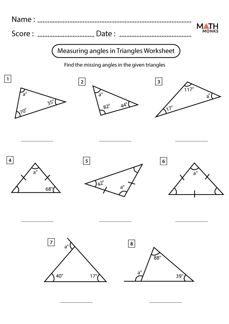 Angles Of Triangles Worksheet Angles Of Triangles Worksheet