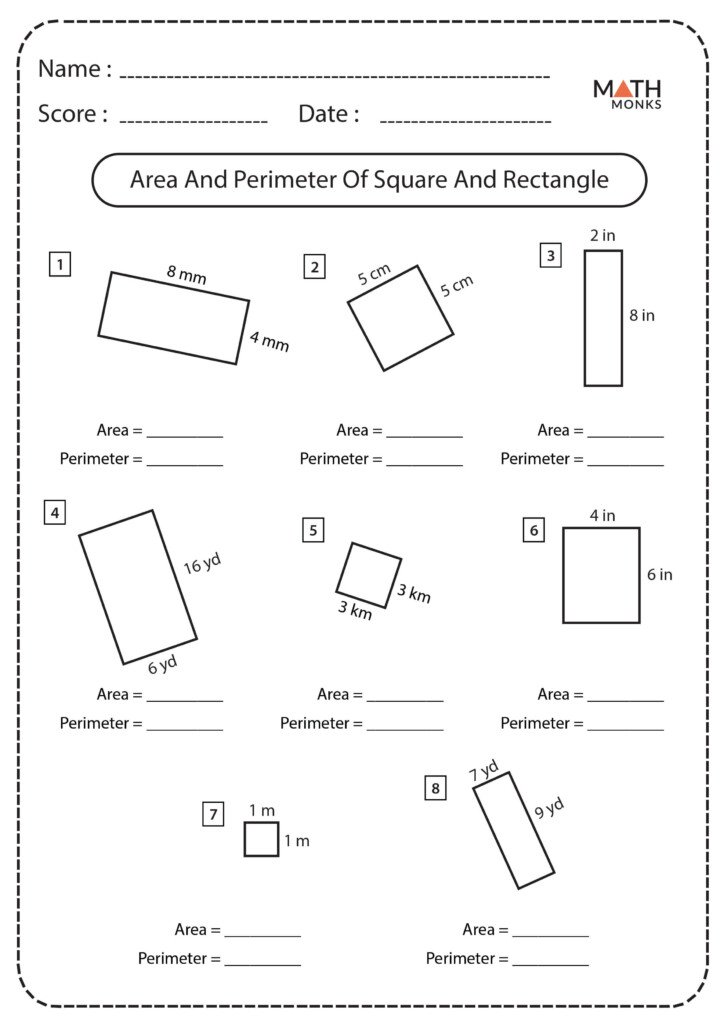 Area And Perimeter Of Rectangle Worksheet
