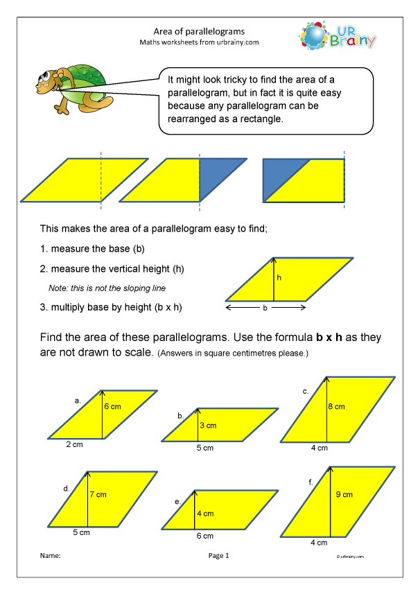 Area Of Parallelogram Worksheet Kuta