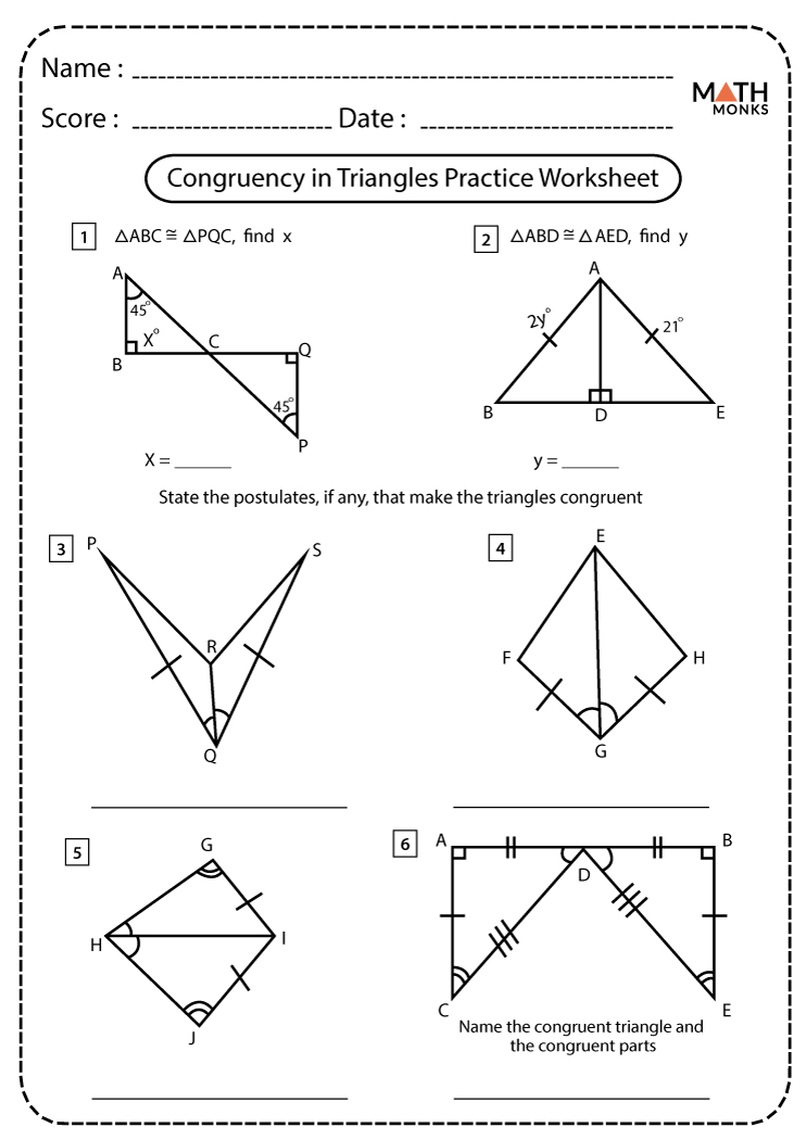 Congruent Triangles Worksheets Math Monks Congruent Triangles Worksheets Math Monks