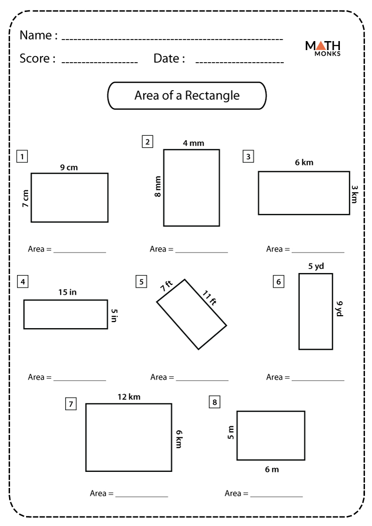 Find The Area Of A Rectangle Worksheet Find The Area Of A Rectangle Worksheet