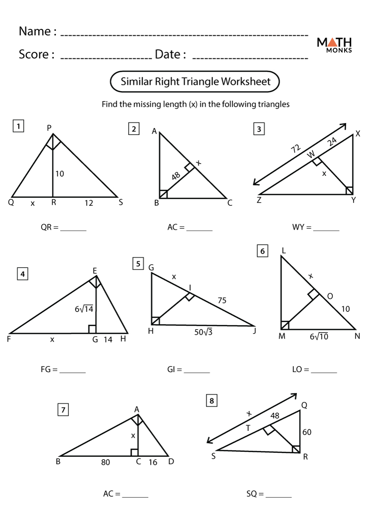 Geometry Worksheet Similar Triangles Geometry Worksheet Similar Triangles