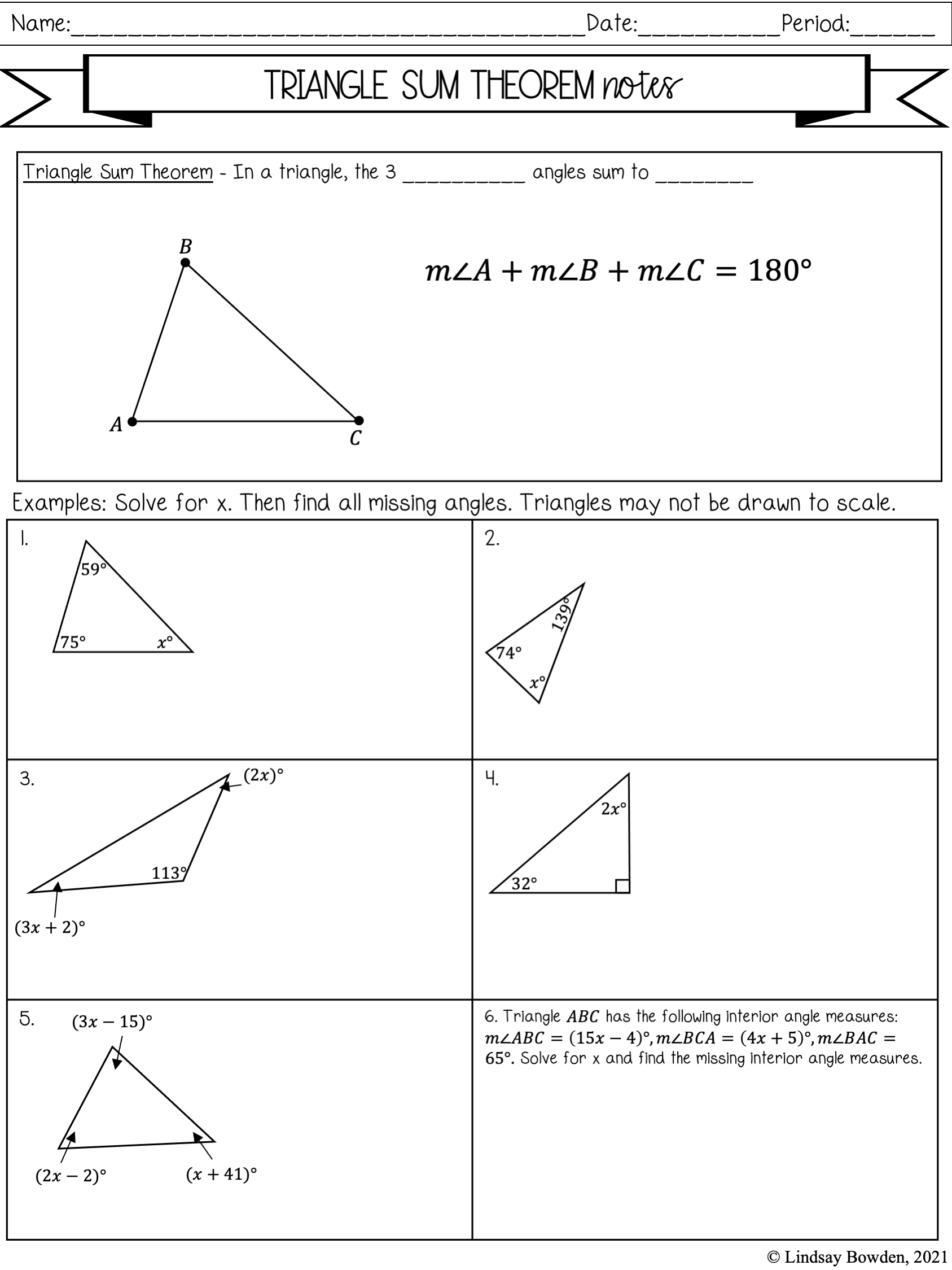 Triangle Angle Sum Worksheet Triangle Angle Sum Worksheet