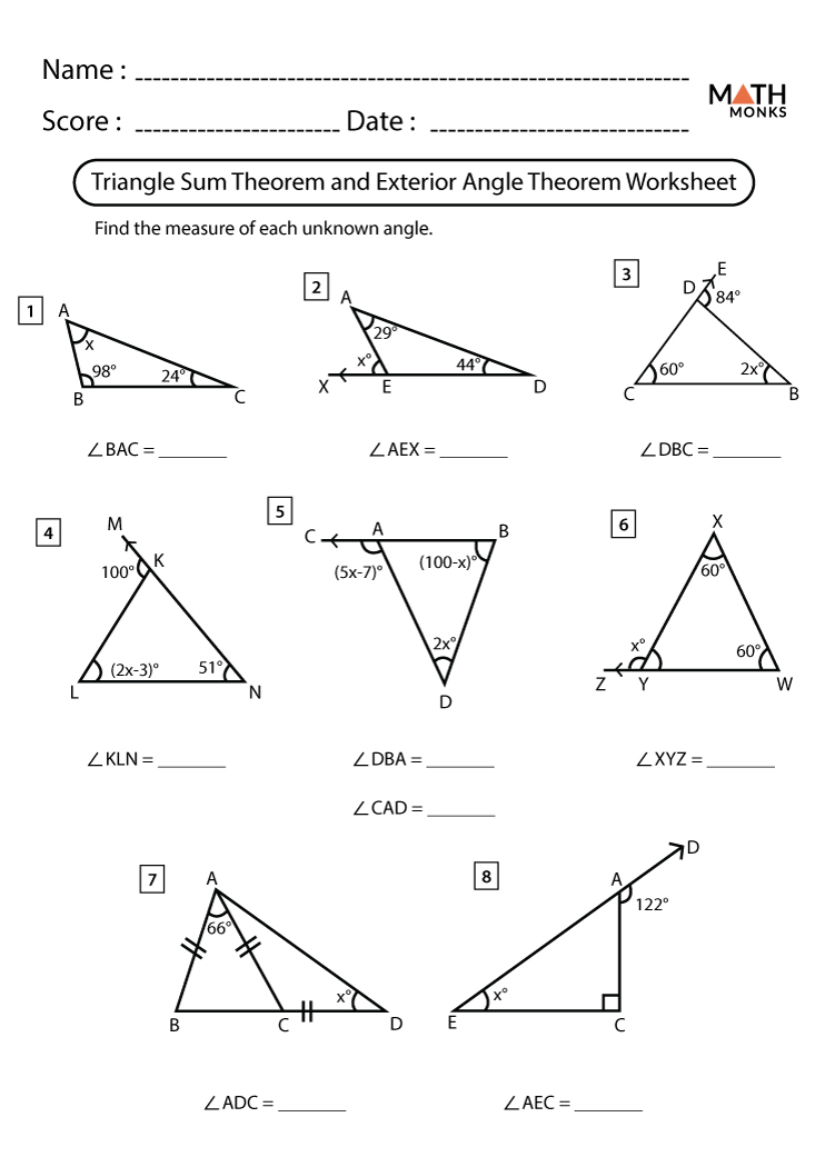 Triangle Angle Sum Worksheet Triangle Angle Sum Worksheet