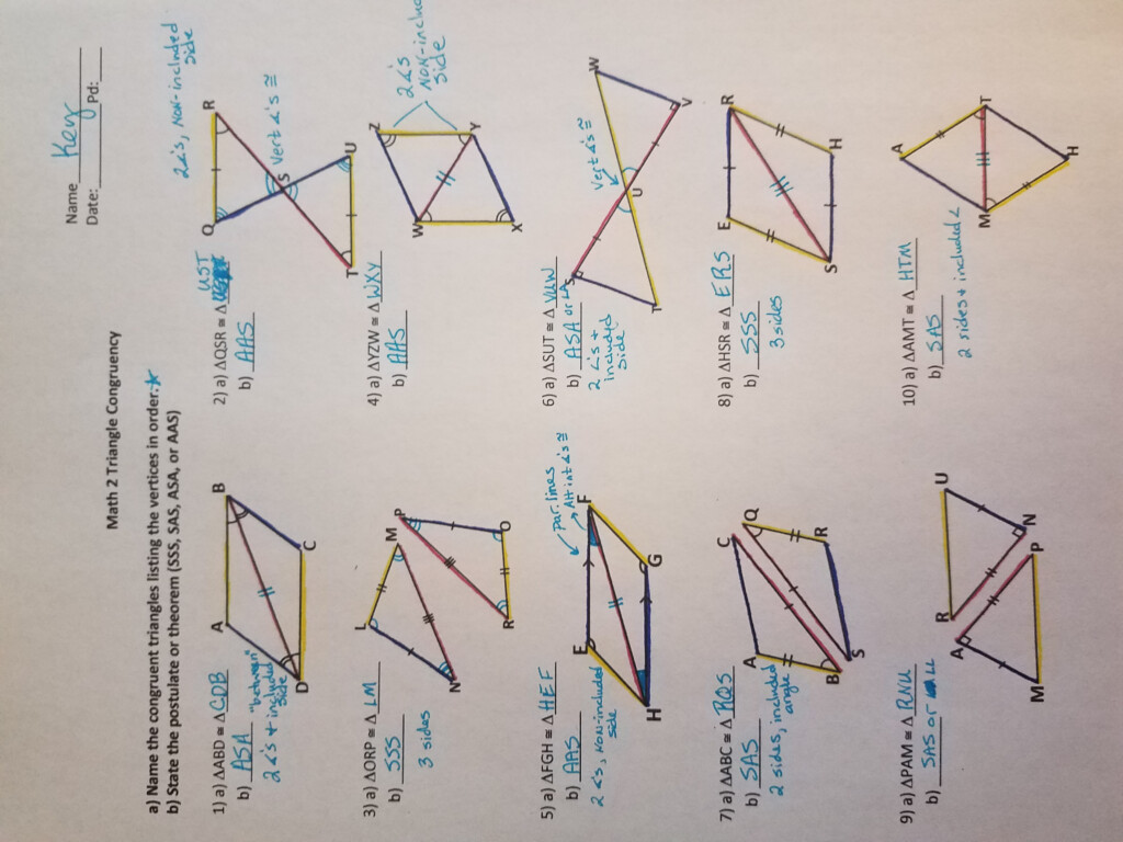 Triangle Congruence Proofs Worksheet